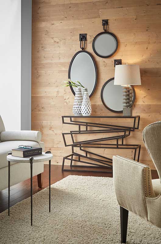 Tobago Mirror in bronze beveled iron frame from Wildwood lifestyle setting