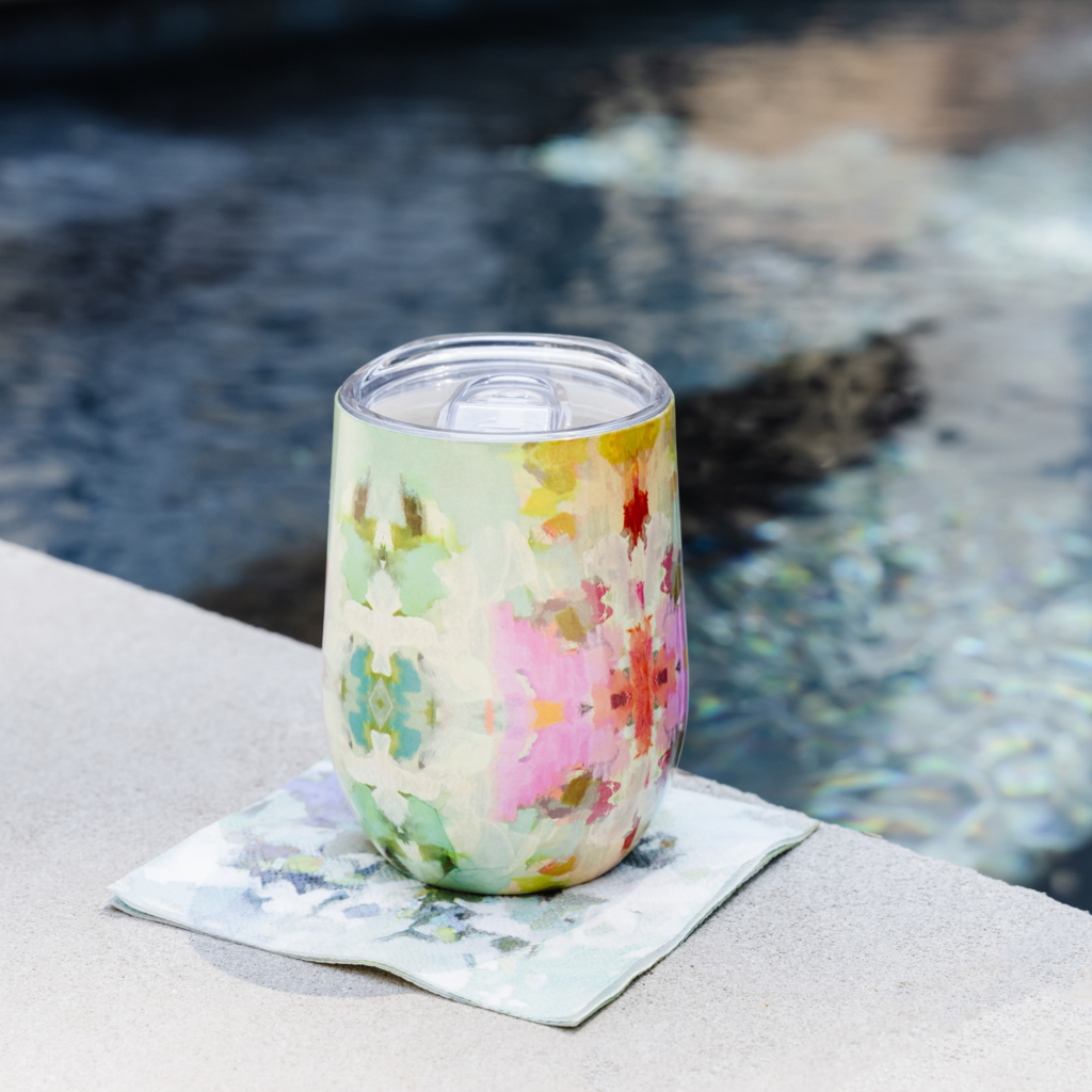 Giverny Wine Tumbler is safe for poolside entertaining
