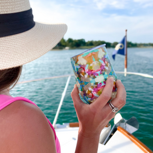 Indigo Girl Blue Wine Tumbler with plastic lid is perfect for the lake