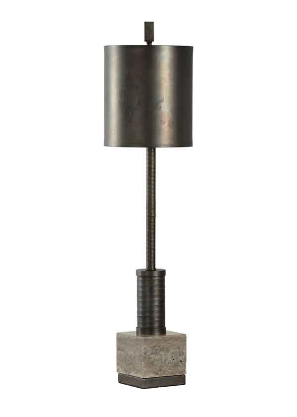 Circuit Lamp in iron and marble with scorched bronze finish from WIldwood