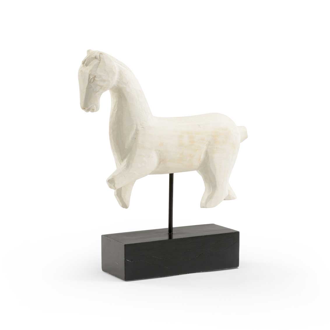 Running Horse Sculpture Decorative Accessory White Wood Wildwood