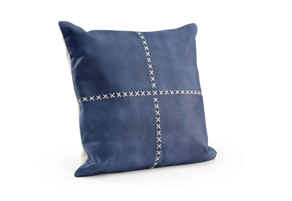 Laredo Pillow in Blue Suede Cream Leather Lacing Wildwood