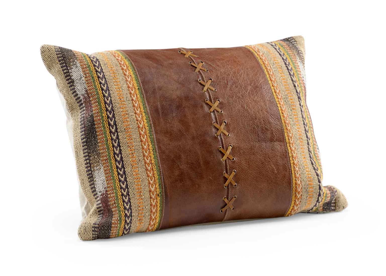 Cheyenne Pillow Rustic Leather and Fabric Wildwood