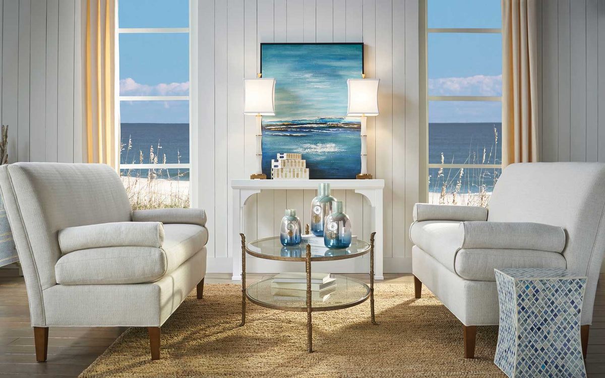 Carley Cocktail Table Metal and Glass Wildwood Home Lifestyle Image