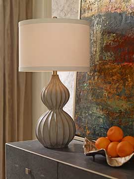 Delphine table lamp with modern style fluted gourd composite base from Wildwood