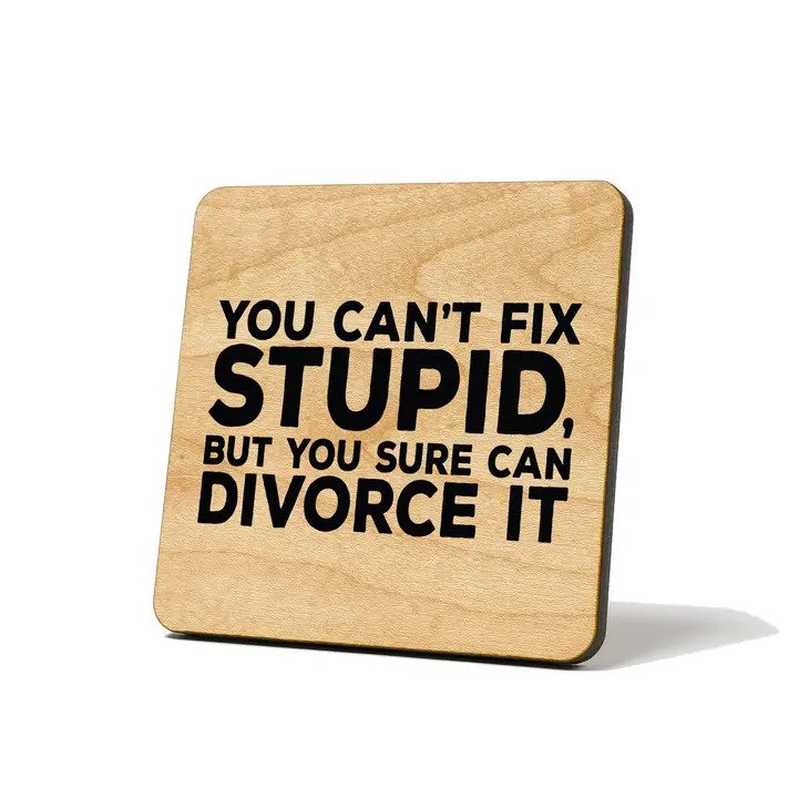 You Can&#39;t Fix Stupid Wood Coaster adss but you can divorce it. Haha