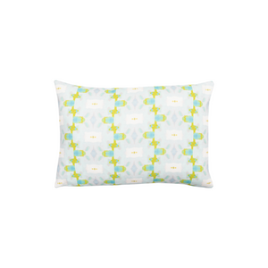 Chloe Blue Linen pillow from Laura Park Designs in light blues and greens lumbar