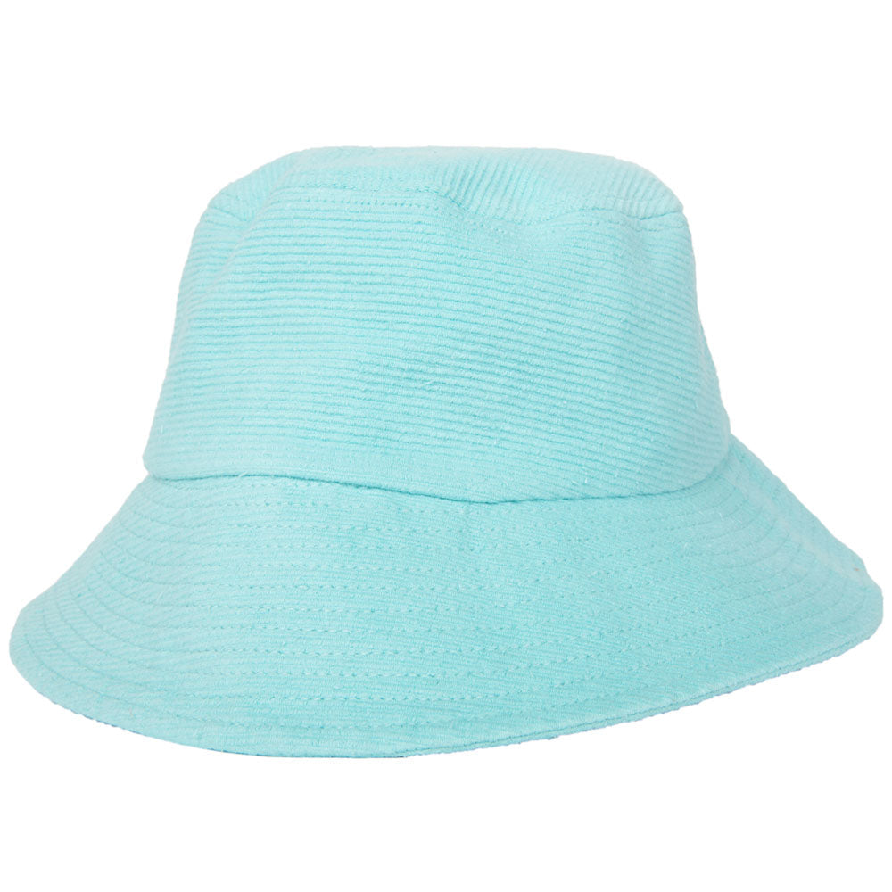 Aqua Corded Bucket Hat worn by model