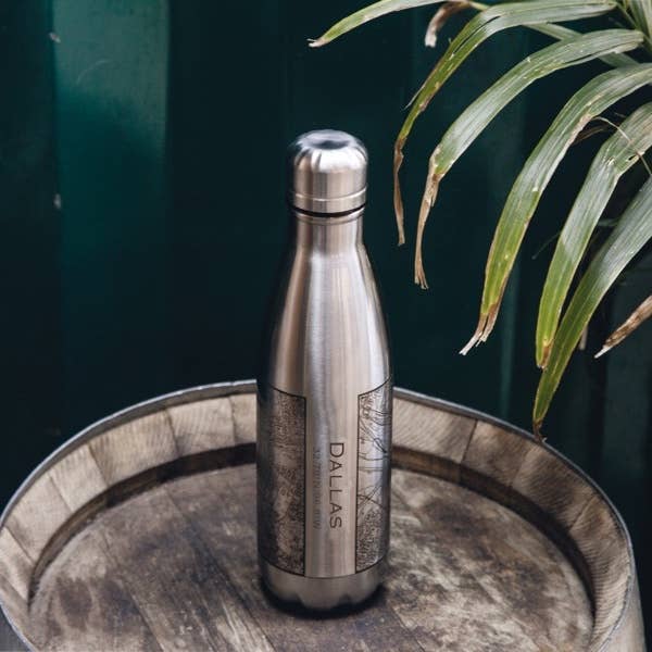 Engraved Insulated Map Bottle - Dallas