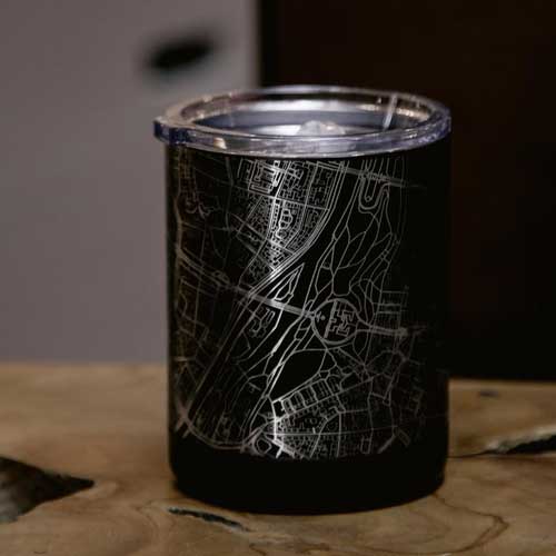 Engraved Insulated Matte Black Map Cup - Dallas