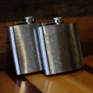 Engraved Map Hip Flask