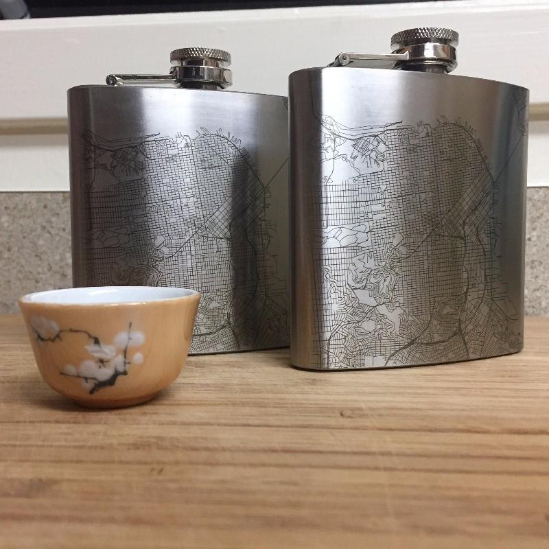 Pick Your City Map Hip Flask