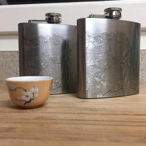 Engraved Map Hip Flask