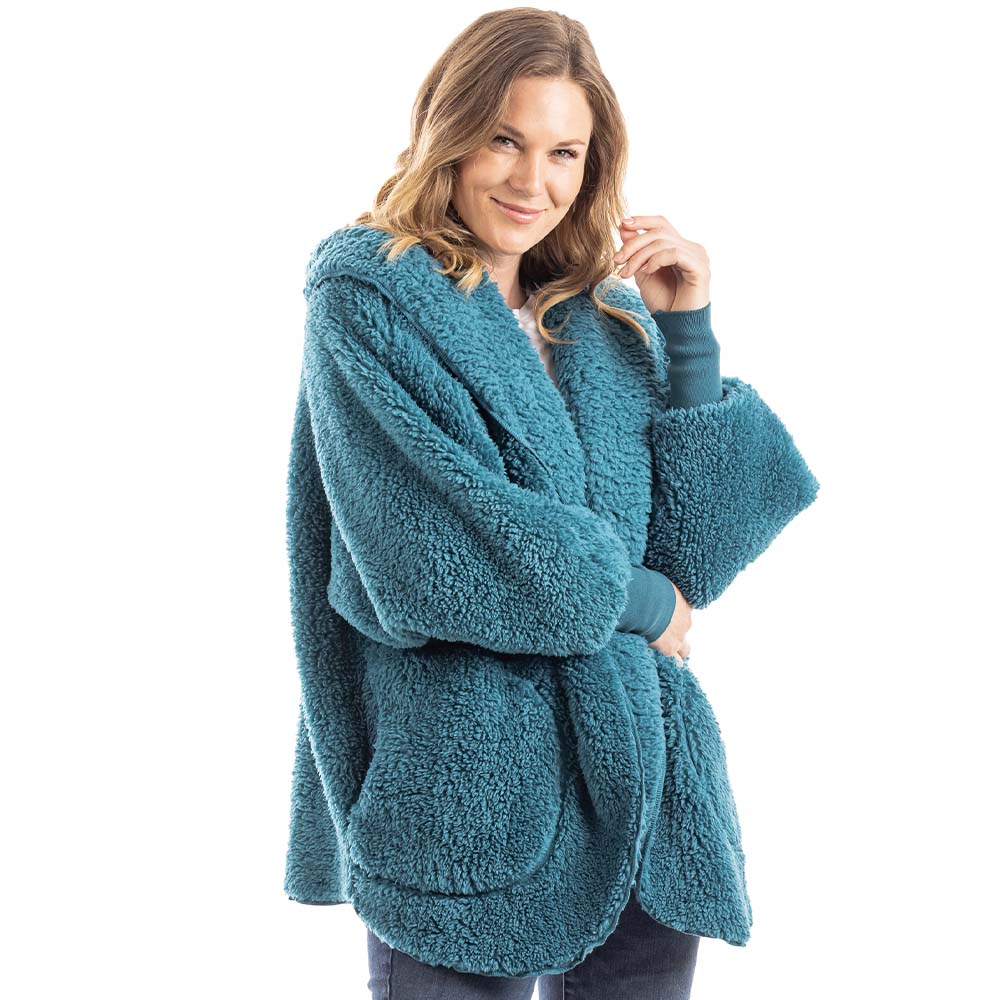 Colorful Lightweight Body Wrap with Hoodie in Deep Teal