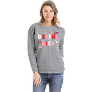 Define Nice Corded Christmas Sweatshirt in Light Grey