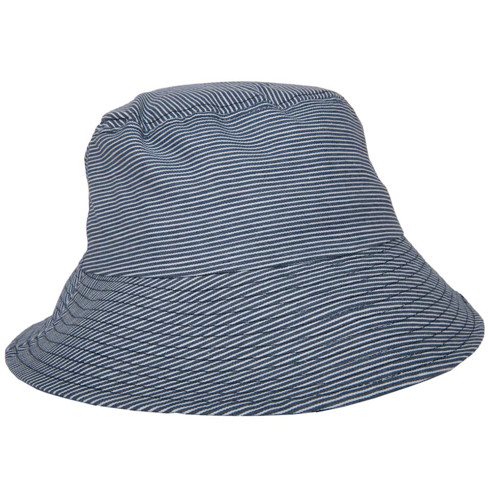 Blue Denim Bucket Hat worn by young woman
