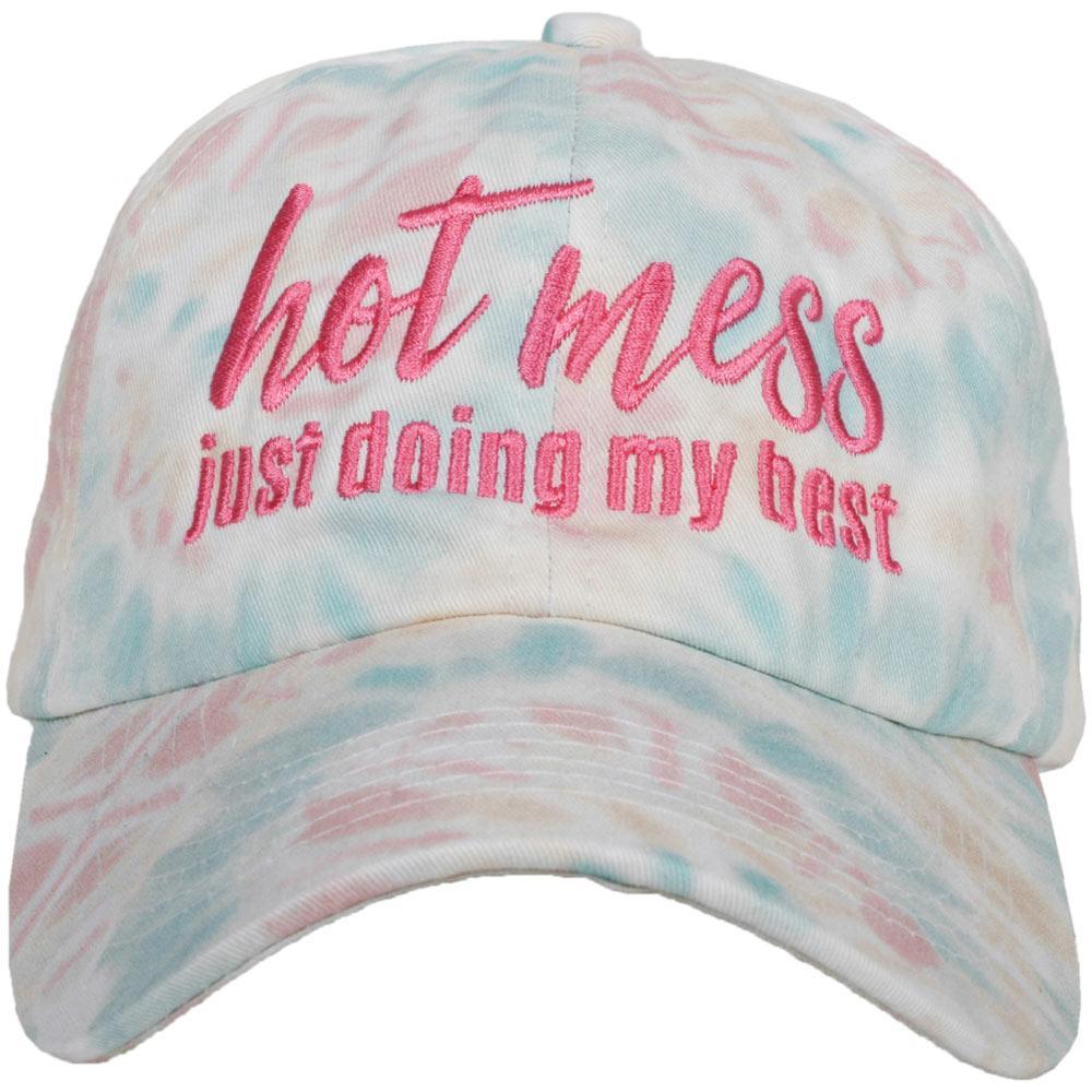 Hot Mess Just Doing My Best Tie Dye Baseball Cap from Katydid