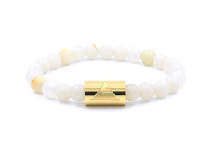 Italian onyx beaded bracelet with gold stainless steel band from Everwood