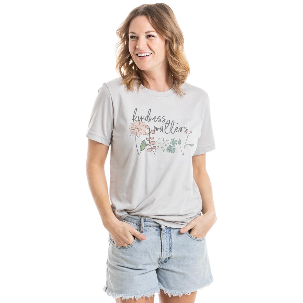 Inspire others with the Kindness Matters women's t-shirt in 2 soft colors from Katydid
