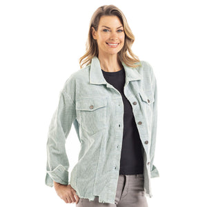 Corduroy Distressed Shackets for Women in distressed mint
