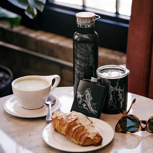 Engraved Matte Black Bamboo Top Map Bottle - Plano