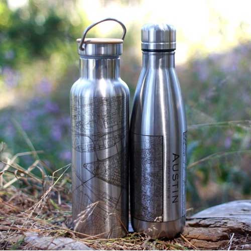 Engraved Insulated Map Bottle - Plano