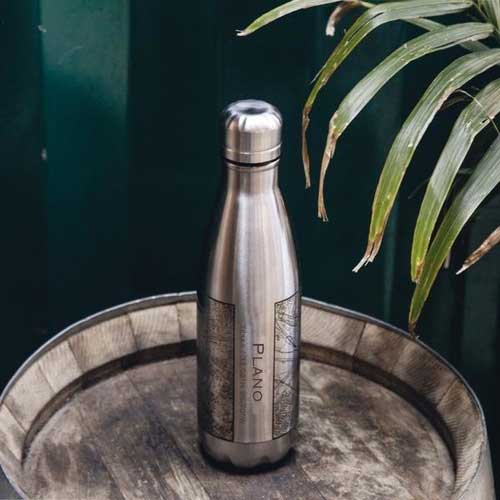 Engraved Insulated Map Bottle - Plano