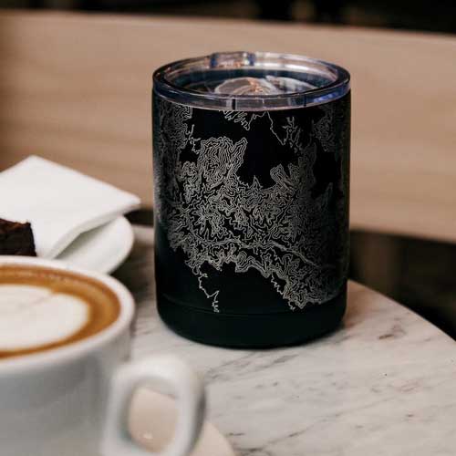 Engraved Insulated Matte Black Map Cup - Plano