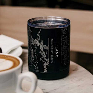 Engraved Insulated Matte Black Map Cup - Plano