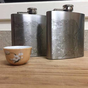 Engraved Map Hip Flask - Plano
