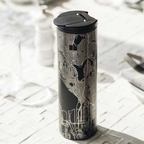Engraved Map Tumbler Matte Black - Plano