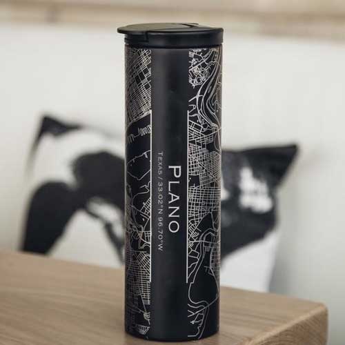 Engraved Map Tumbler Matte Black - Plano