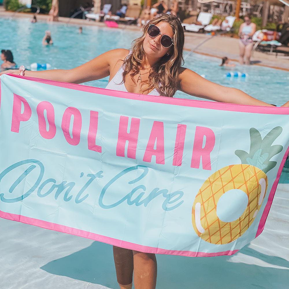 Pool Hair Don't Care Quick Dry Beach Towel is super soft and absorbent
