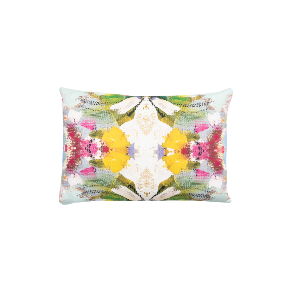 Poppy Blue Linen Cotton Pillow from Laura Park Designs in vivid colors, lumbar