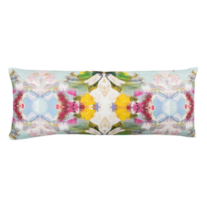 Poppy Blue Linen Cotton Pillow from Laura Park Designs in vivid colors, bolster