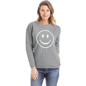 Smiley Face Corded Sweatshirt in light grey
