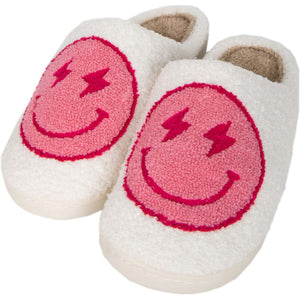 Hot Pink and White Lightning Happy Slippers makes a great bridesmaid gift!
