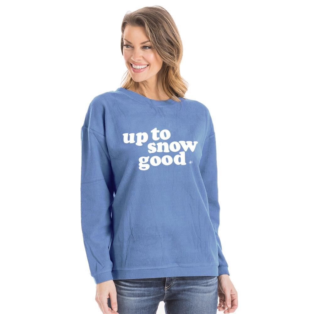 Up To Snow Good Corded Christmas Sweatshirt in light blue