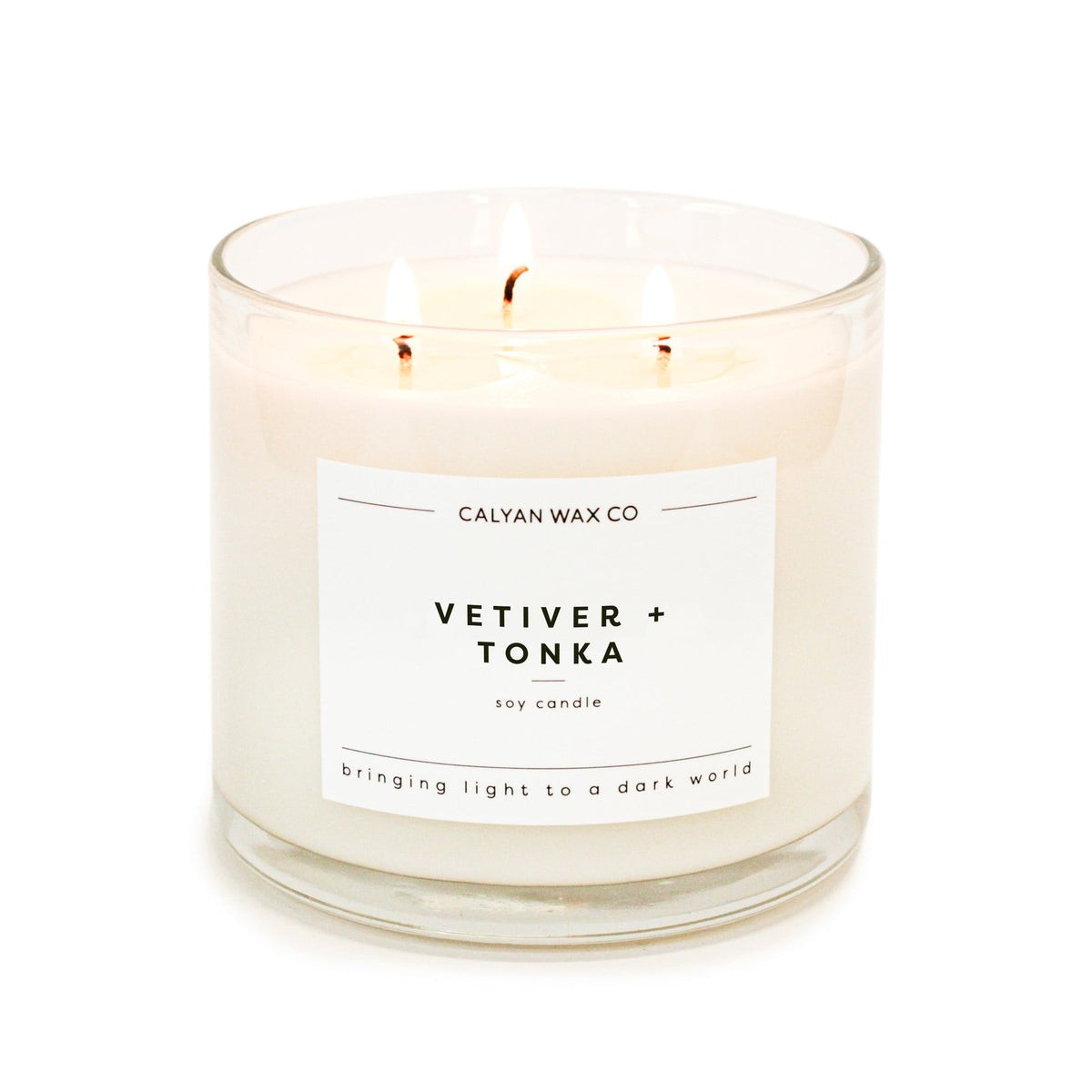 3-Wick Clear Glass Tumbler Candle in Vetiver + Tonka fragrance