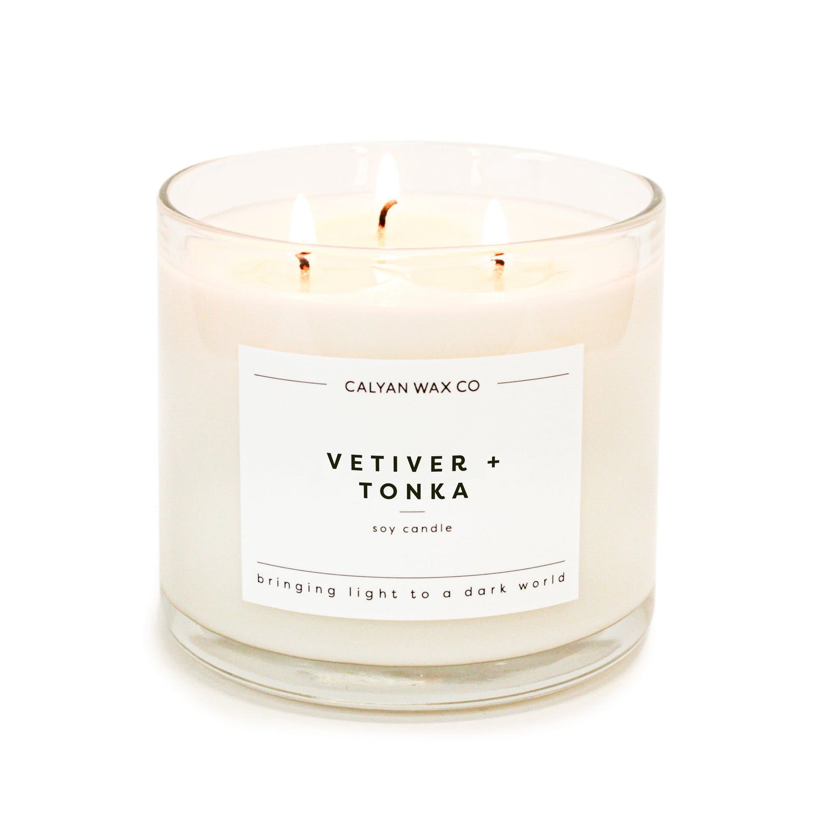 3-Wick Clear Glass Tumbler Candle in Vetiver + Tonka fragrance