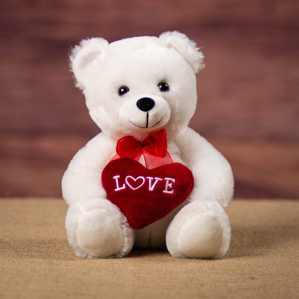 White Bear with Love Heart is soft and cuddly for adult or child