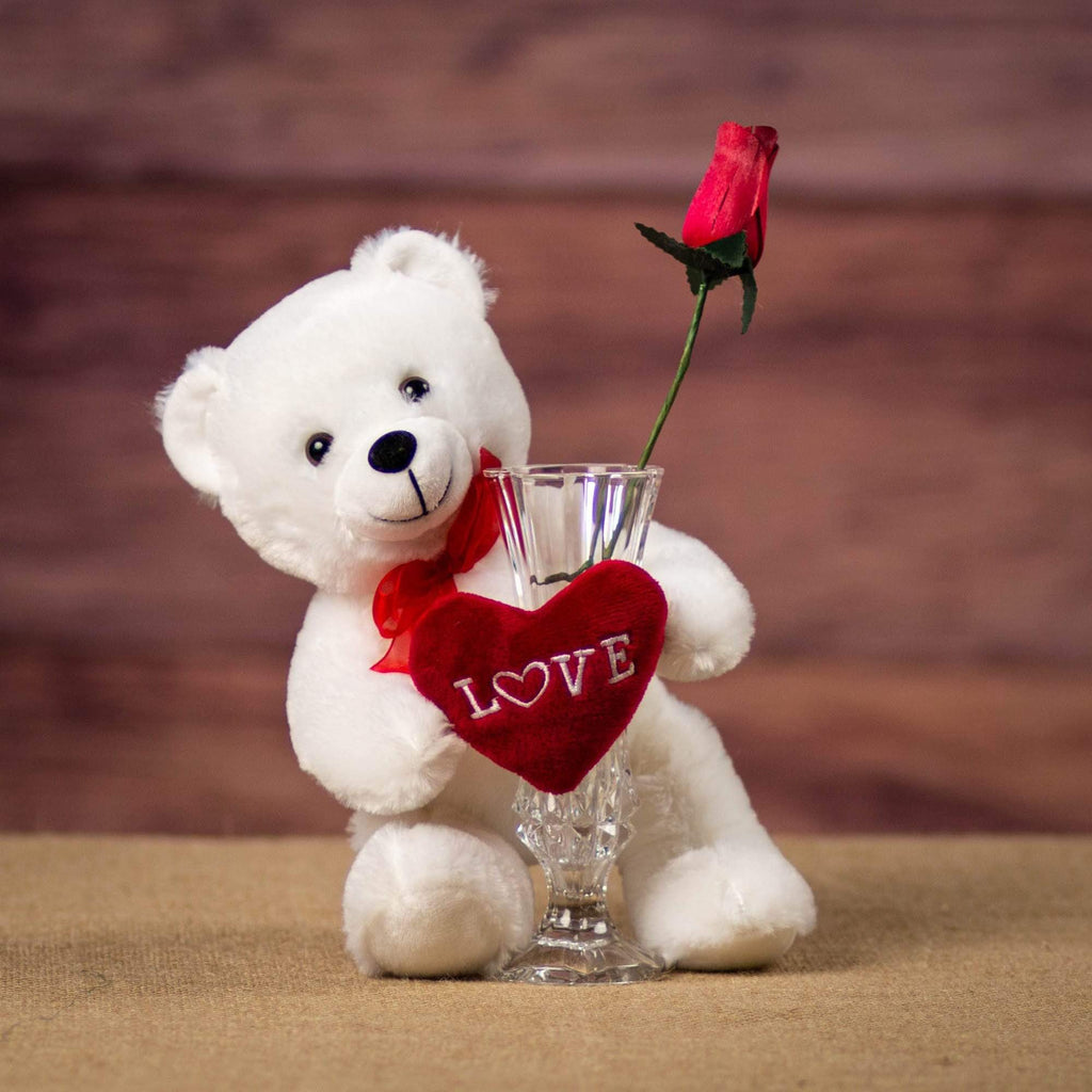 White Bear with Love Heart is soft and cuddly for adult or child