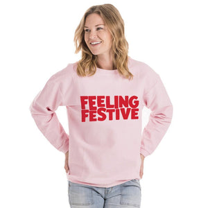Feeling Festive Corded Christmas Sweatshirt in light pink